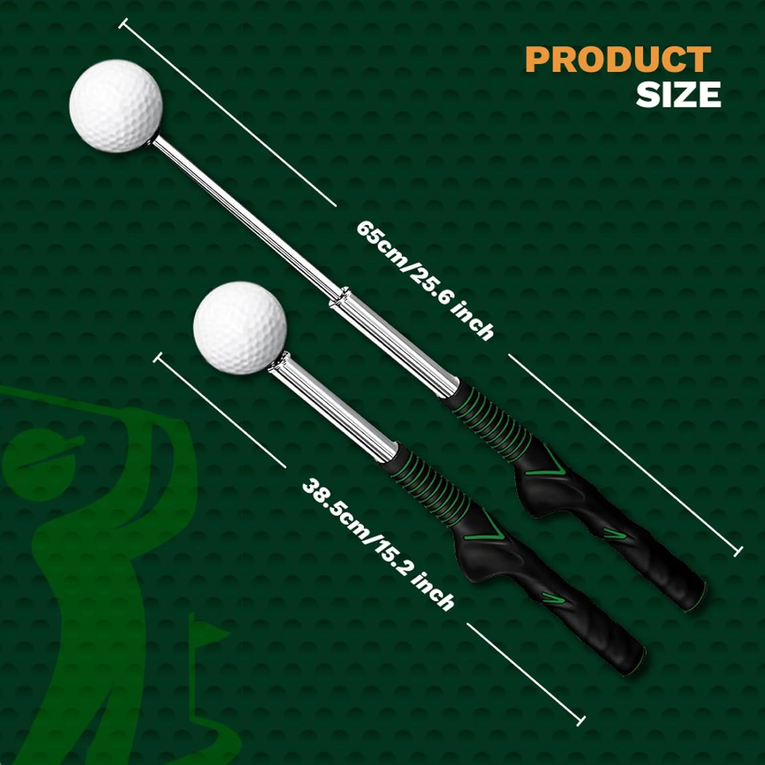 Retractable Golf Swing Trainer Aid with Grip Arm Band for Right -Handed Golfers, Grip Tempo Trainer, Click Feedback, Arm Correction Training Aid for Indoor Outdoor, Golf Practice Stick for Men