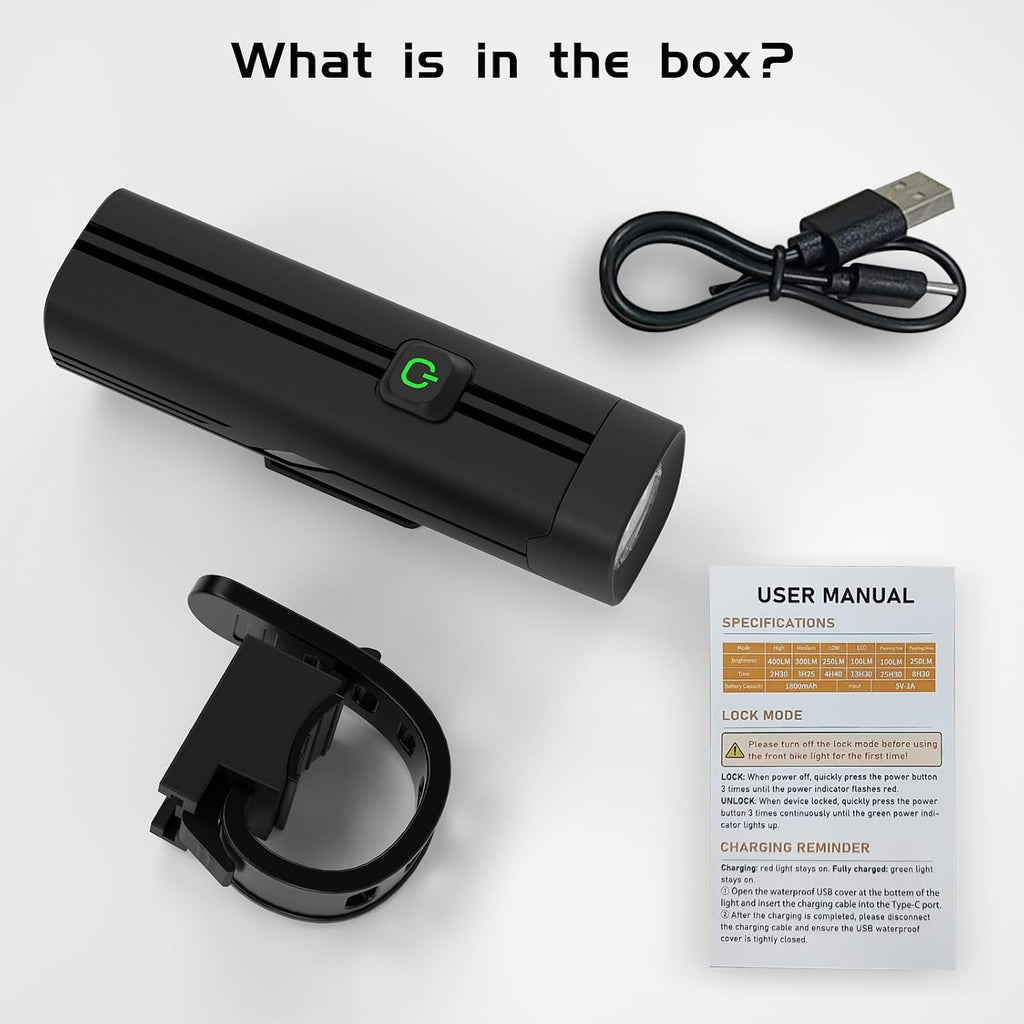 Bike Lights for Night Riding, Rechargeable Bicycle Light Front and Back, IP66 Waterproof, 4+6 Modes Headlight Taillight Set for Safety Urban Commuting