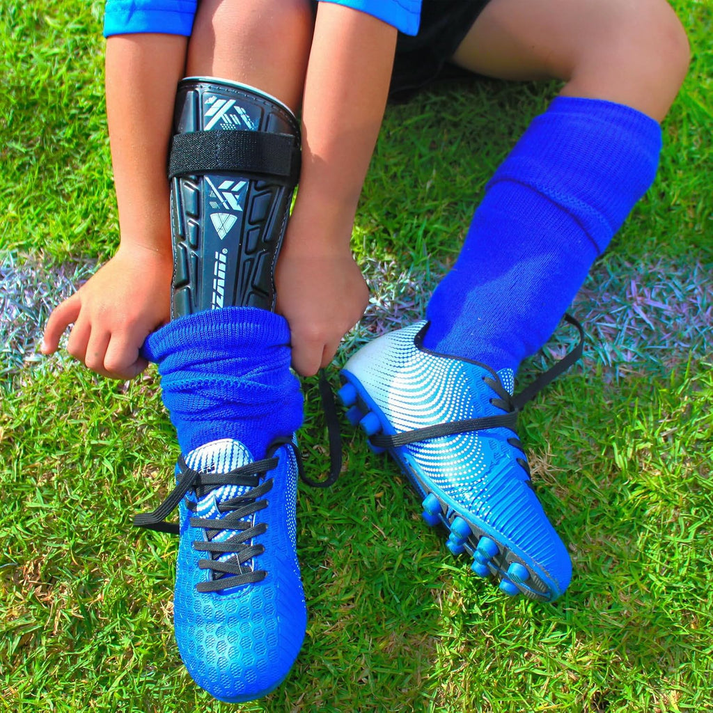 Malaga Soccer Shin Guards for Kids | Soccer Gear for Boys Girls | Protective Soccer Equipment | Adjustable Straps