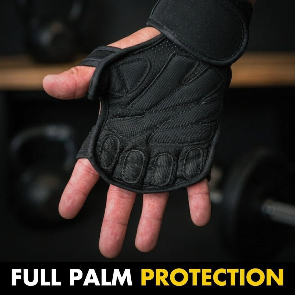 New Ventilated Weight Lifting Workout Gloves with Built-In Wrist Wraps for Men and Women - Great for Gym Fitness, Cross Training, Hand Support & Weightlifting.