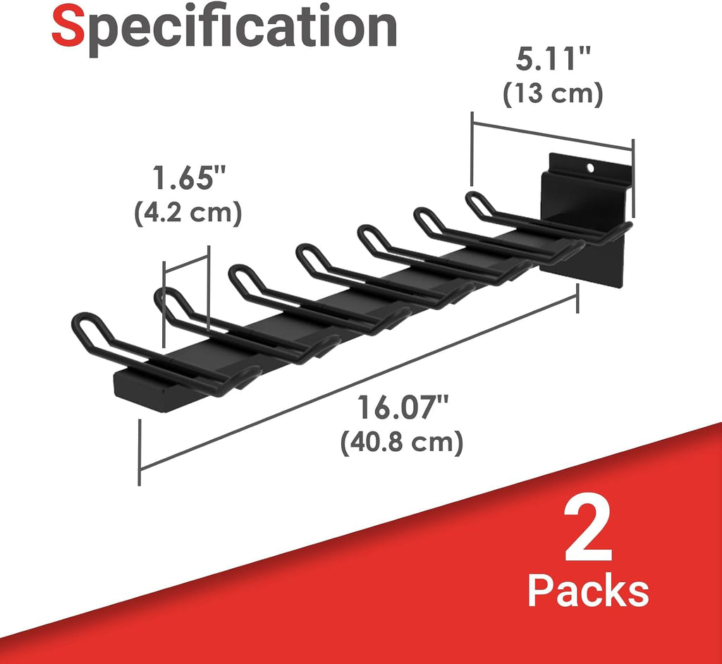 Baseball Bat Holder to Hold 6, 8, 12 Bats, Sports Softball Bat Slatwall Storage Vertical Display Rack, Slatwall Accessories (12 Bats Holder - 2 Pack, Black)