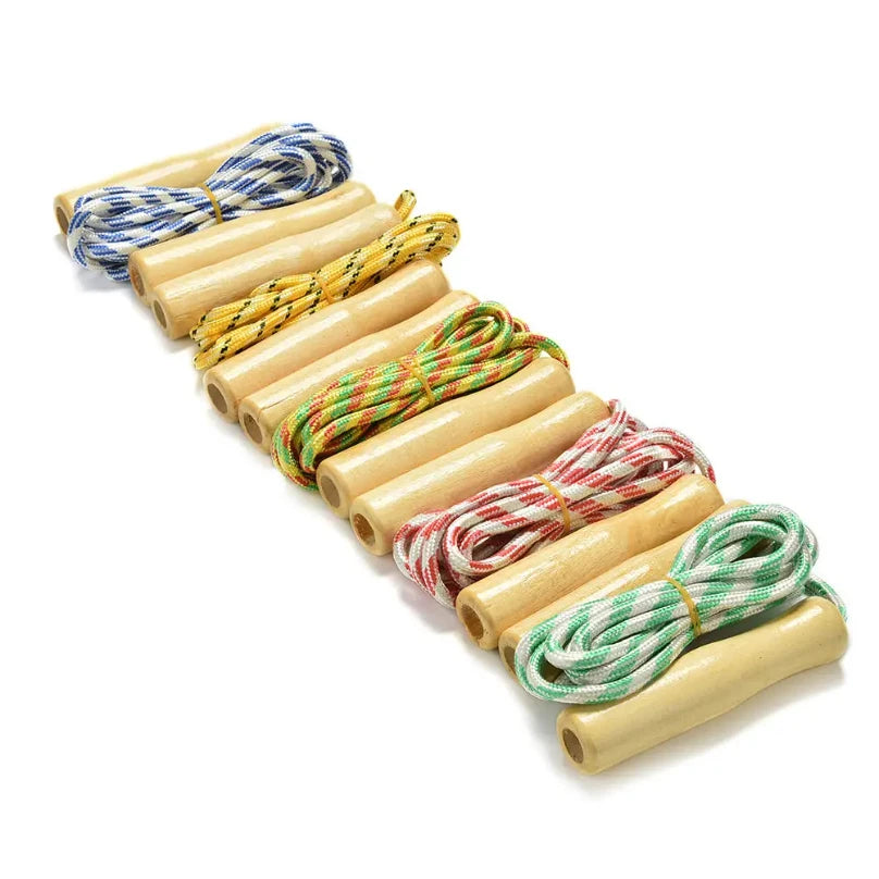 Sports Skipping Rope Wood Grip Handle Children Kid Fitness Equipment Training Practice Speed Jump Random Color