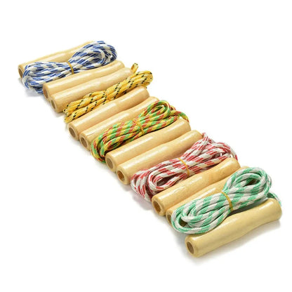 Sports Skipping Rope Wood Grip Handle Children Kid Fitness Equipment Training Practice Speed Jump Random Color
