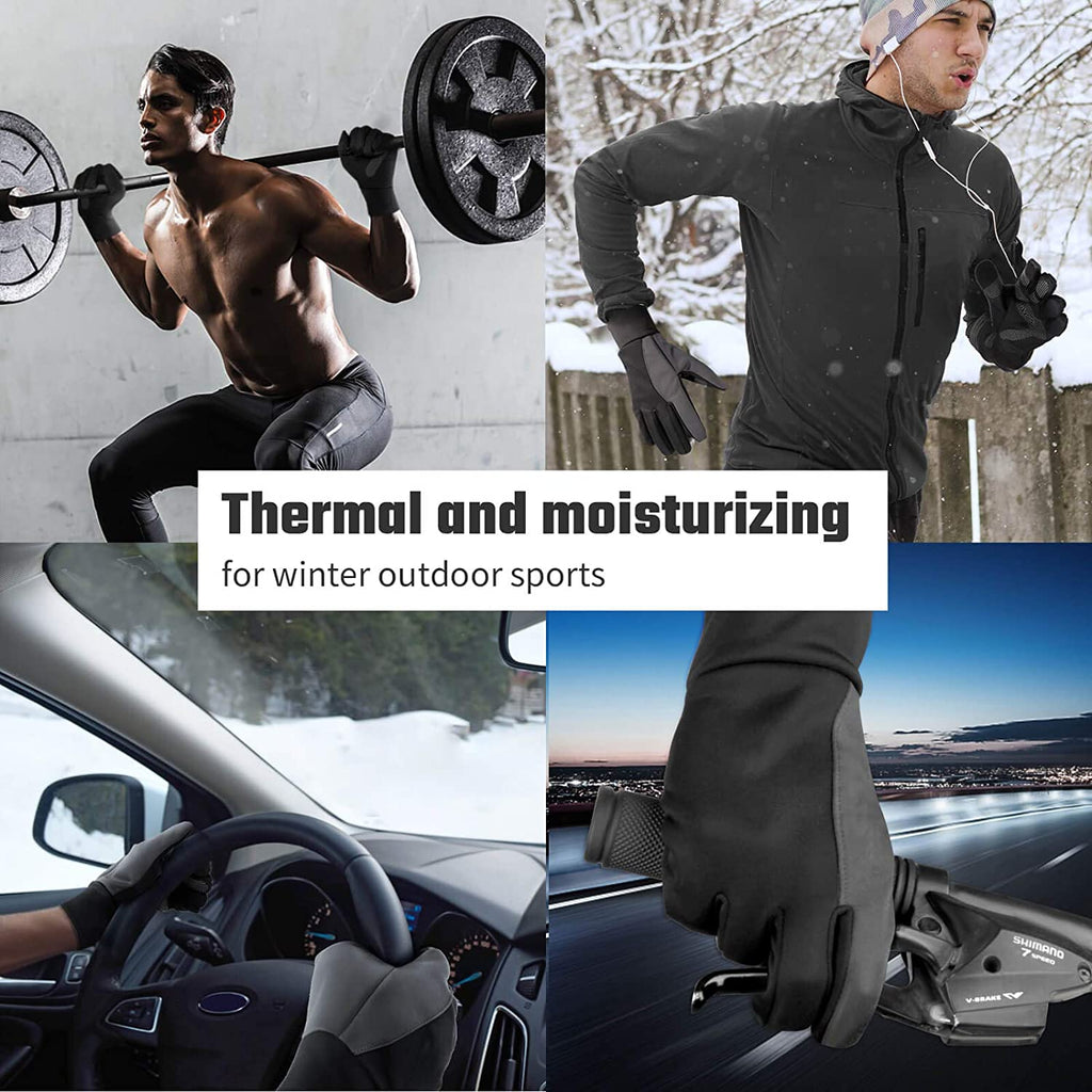 Winter Gloves Touch Screen Water Resistant Windproof Thermal for Running Cycling Driving Hiking for Men Women Black-Gray
