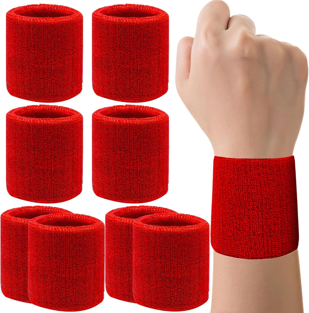 8 Pack Wrist Sweatbands Tennis Wrist Bands Absorbent Sweat Band for Men and Women, Breathable Cotton Sweatbands for Working Out, Football, Basketball, Running Athletic Sports
