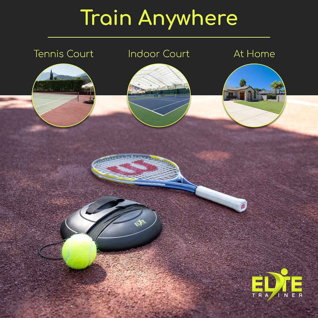 Tennis Rebound Ball Set | Solo Practice Rebounder, No Filling Required, Heavy Duty Power Base | 3 Balls with String, Drawstring Bag | Training Equipment for Any Skill Level