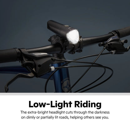 USB Rechargeable Light Set, 500 Lumens, Black