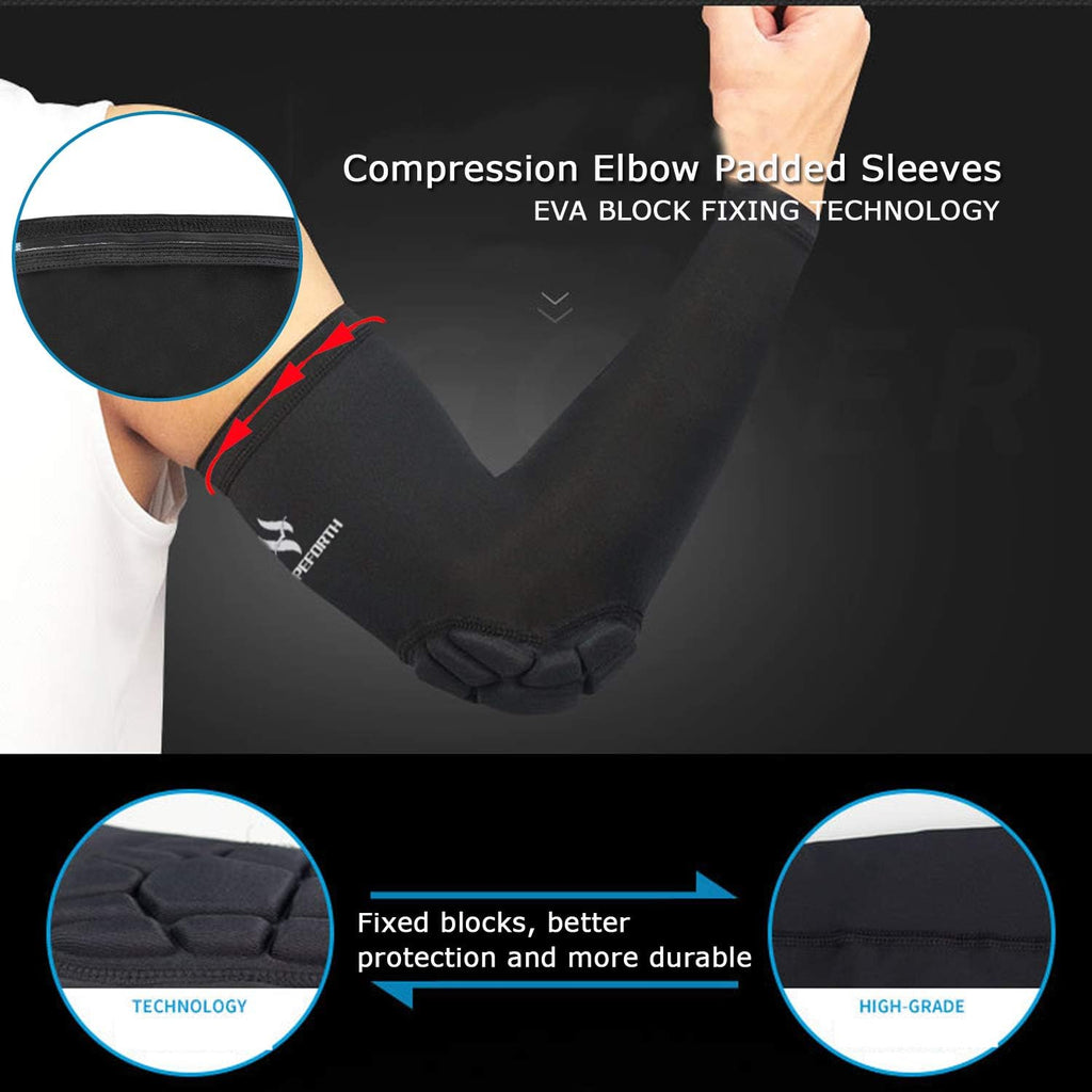 2PCS Padded Elbow Sleeves Compression Arm Protective Support