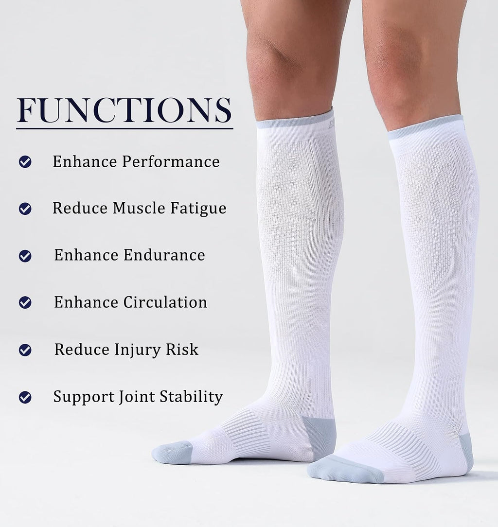 Compression Socks for Women Men 15-20Mmhg Circulation Cushion Knee High Support Socks Athletic Daily