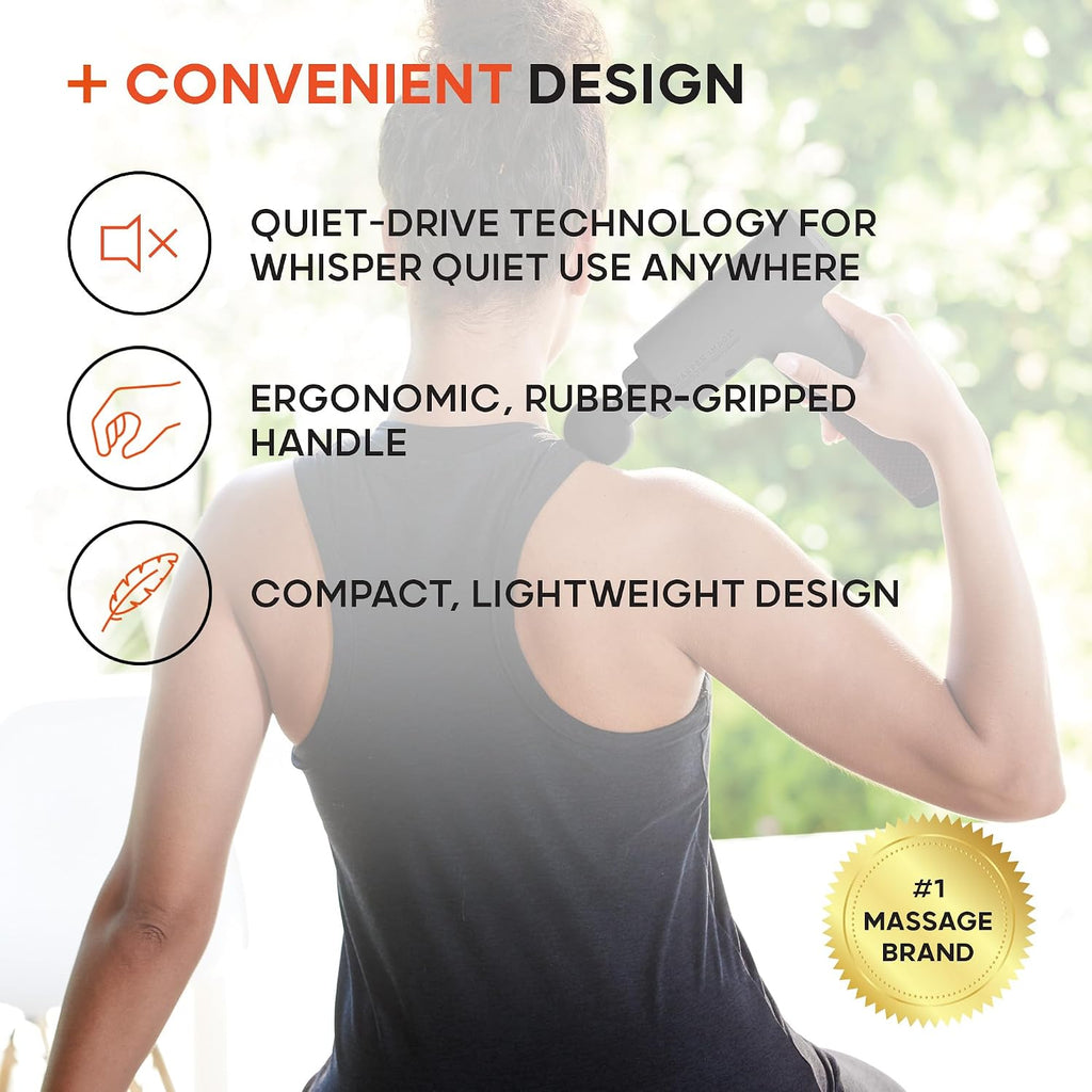 Powerboost Deep Tissue Percussion Massage Gun [2026 Version] - Handheld Massager| 6 Speeds| 5 Attachments| Carrying Case| Full Body Muscle Recovery & Pain Relief| Gift for Men & Women