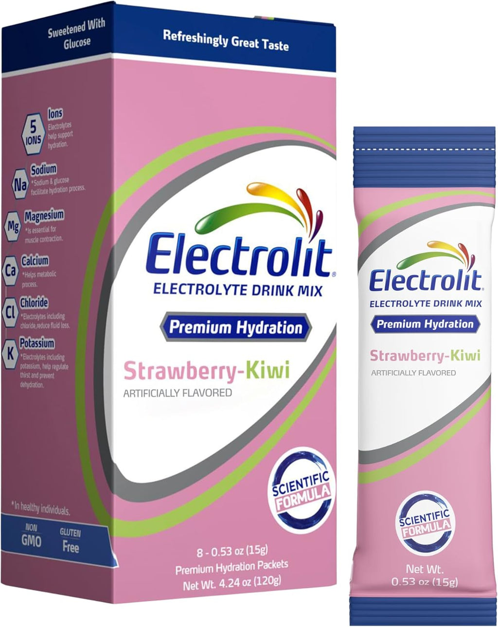 Electrolytes Powder Packets, Strawberry Kiwi 8 Pack, Powdered Hydration Packets for Dehydration & Rehydration, Post Workout Flavored Hydrating Drink Mix, Gluten Free Water Enhancer Sticks | Powdered Electrolyte Packets, Dehydration & Rehydration, Post Workout, Flavored Drink Mix, Gluten Free Water Enhancer Sticks