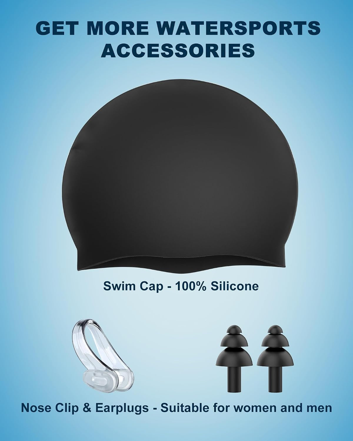 Swim Goggles Swimming Goggles No Leaking with Nose Clip, Earplugs, Swim Cap and Case for Men Women