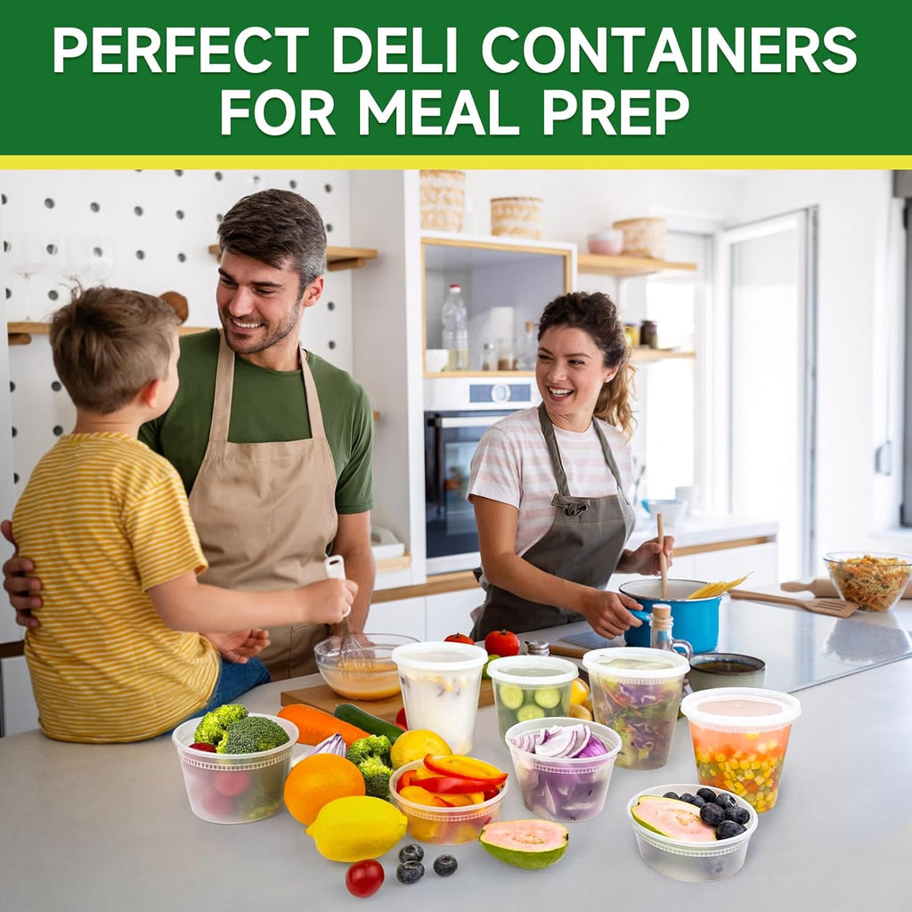 60 Set Deli Containers with Lids, 32/16/8 Oz X 20 Set Each | Leak-Proof BPA Free Plastic Take Out Bowls, Food Storage Containers for Takeout, Freezer, Microwave & Dishwasher Safe