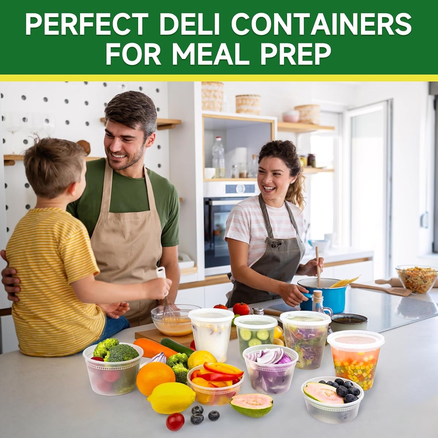 60 Set Deli Containers with Lids, 32/16/8 Oz X 20 Set Each | Leak-Proof BPA Free Plastic Take Out Bowls, Food Storage Containers for Takeout, Freezer, Microwave & Dishwasher Safe
