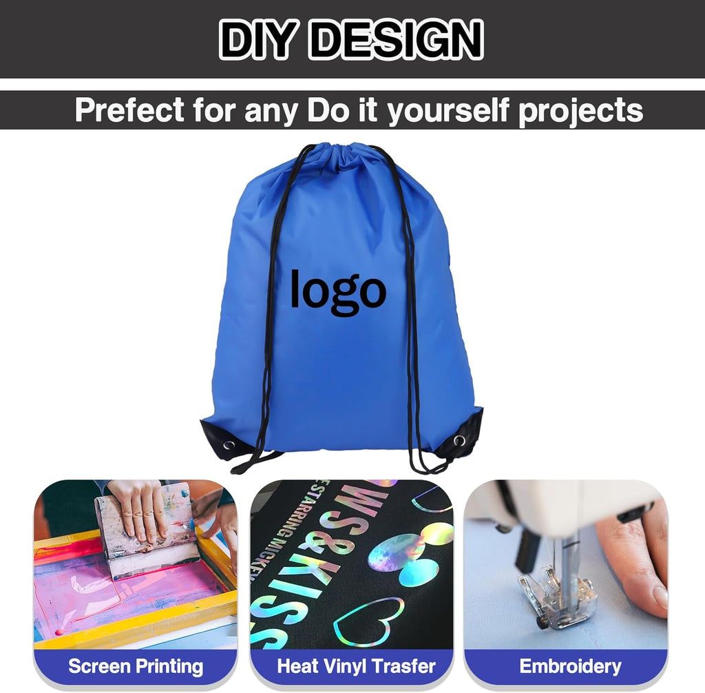 Drawstring Gym Bags, Backpack for Sports, Gym, Travel, Swimming | Draw String Back Bag, Polyester with PU Leather Reinforced Corners, Foldable for Travel