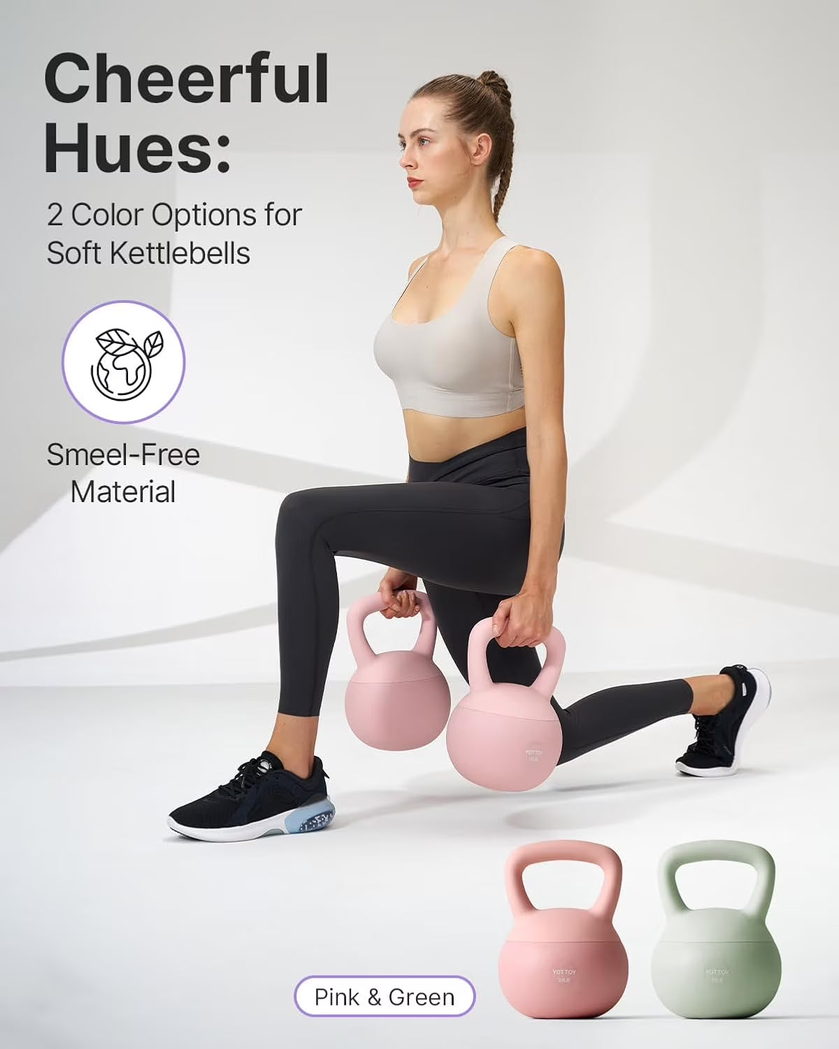 15 Lb Soft Kettlebell — Pink, Anti-Slip Grip,Weight for Home Workouts,Safety Guaranteed