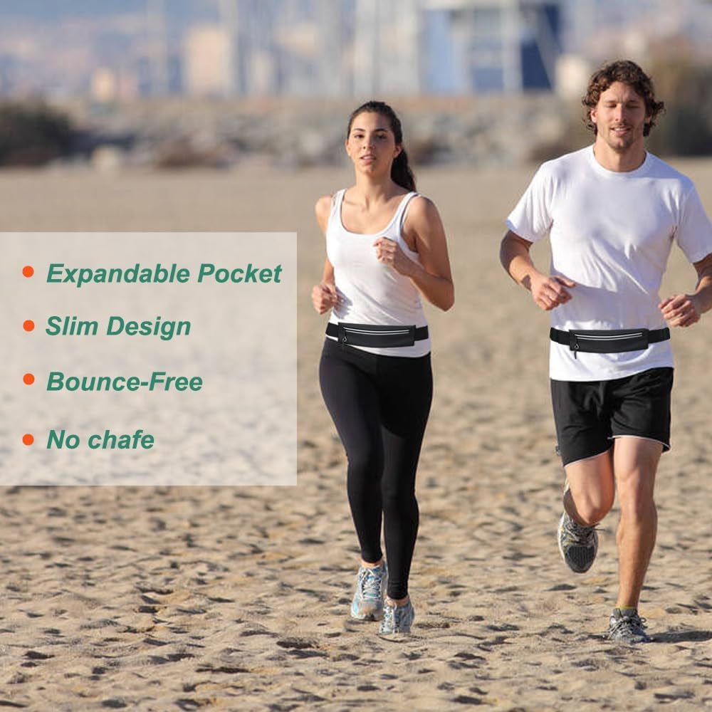 Slim Running Belt Fanny Pack for Men Women, Running Phone Holder Runners Pouch Waist Pack for Workout, Money Belt, Running Gear Accessories [Fits ALL Phones] | Runners Pouch Waist Pack for Workout Sport Exercise Fitness Marathon, Money Belt, Running Gear Accessories, Fits ALL Phones