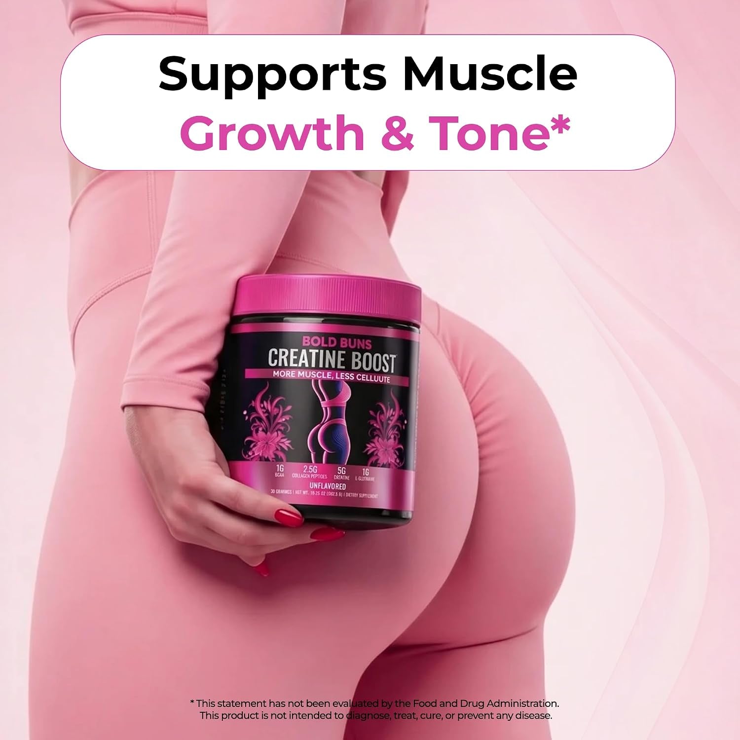 Creatine for Women – Supplement with Collagen & BCAA – Supports Muscle Development, Post-Workout Recovery, Skin Elasticity, Healthy Hair & Nail (30 Servings, Unflavored)