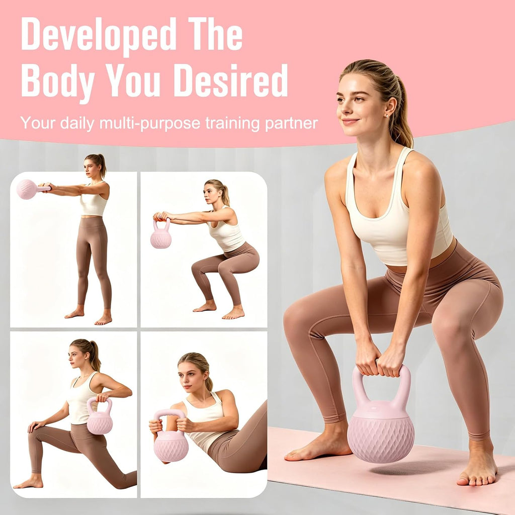 Soft Kettlebell, Safe Strength Training Kettlebells for Women | Cushioned Impact, Kettle Bell Resistant Base and Anti-Slip Grip Weight for Home Workouts, Kettlebells Set