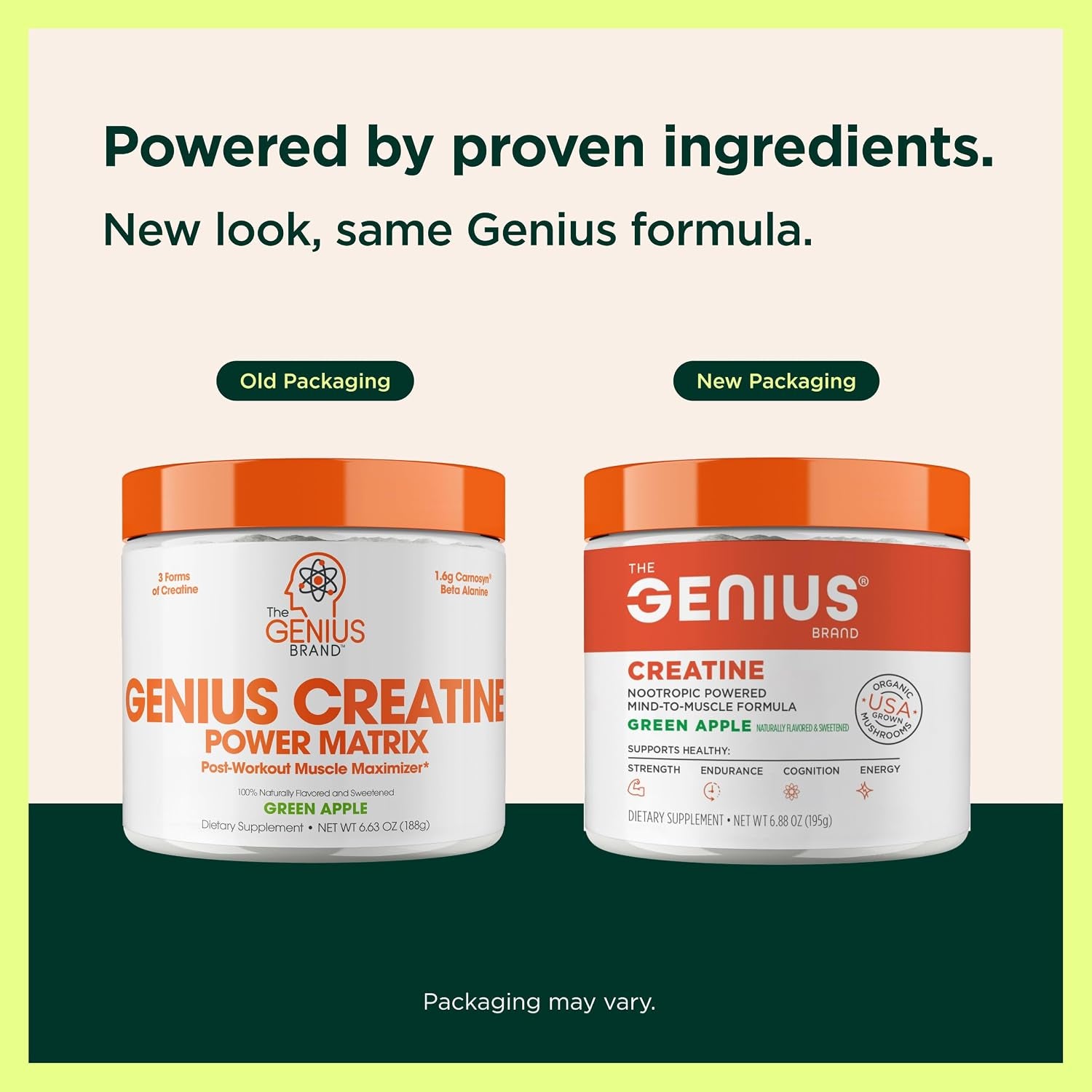 Genius Creatine Powder, Sour Apple, 25 Servings | Ultra-Pure Creatine Monohydrate with Beta-Alanine and Nootropics for Strength, Muscle and Performance Support