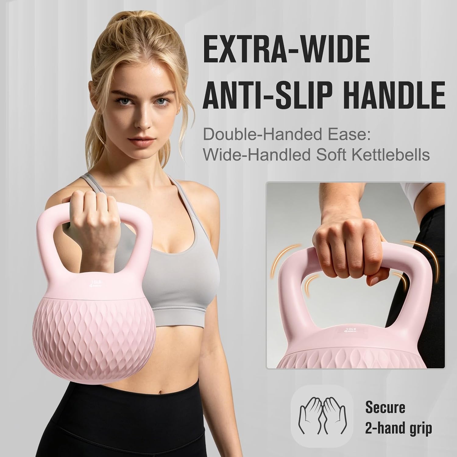 Soft Kettlebell, Safe Strength Training Kettlebells for Women | Cushioned Impact, Kettle Bell Resistant Base and Anti-Slip Grip Weight for Home Workouts, Kettlebells Set