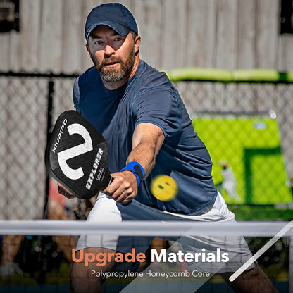 Explorer Pickleball Paddle - Fiberglass, USA Approved Professional Pickleball Paddles, Polypropylene Honeycomb Core, Ultra Cushion, 4.96″ Grip Size, Mid-Weight with Cover, for Advanced Players