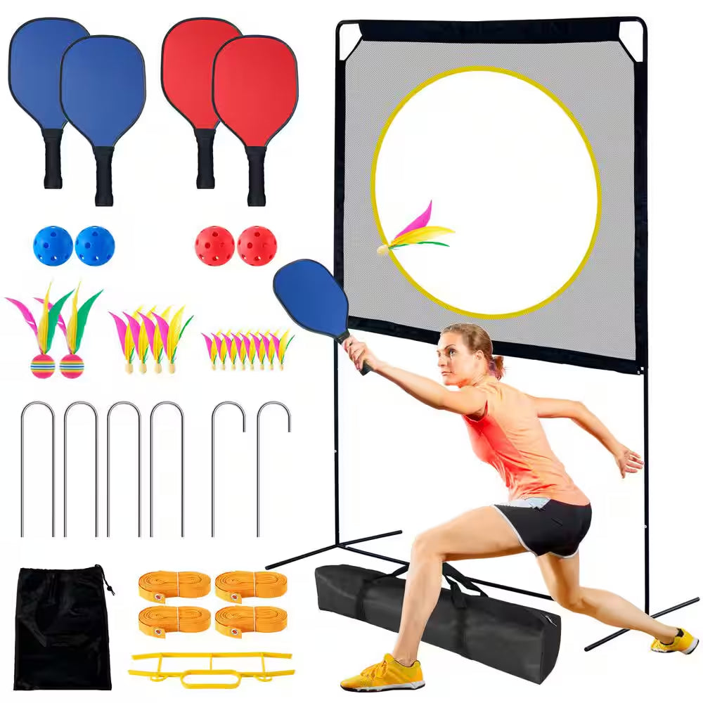Portable Pickleball with Net 5 Ft. X 7 Ft. Pickleball System Pickleball Game Sets Fun Games for Adults and Family