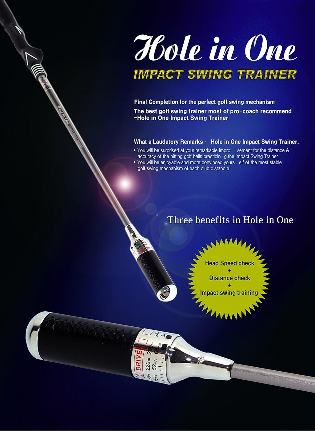 Hole in One: Golf Swing Trainer Patented for Distance, Rhythm, Tempo, Accuracy & Warmup