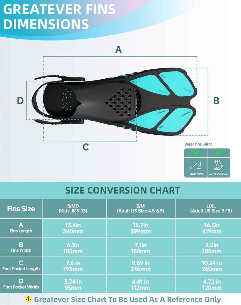 Snorkel Fins, Travel Size Short Flippers for Snorkel Swim Diving | Adjustable Swim Fins Flexible Open Heel Lightweight Scuba Diving Fins for Adult Men Women Kids Ideal for Recreational Use