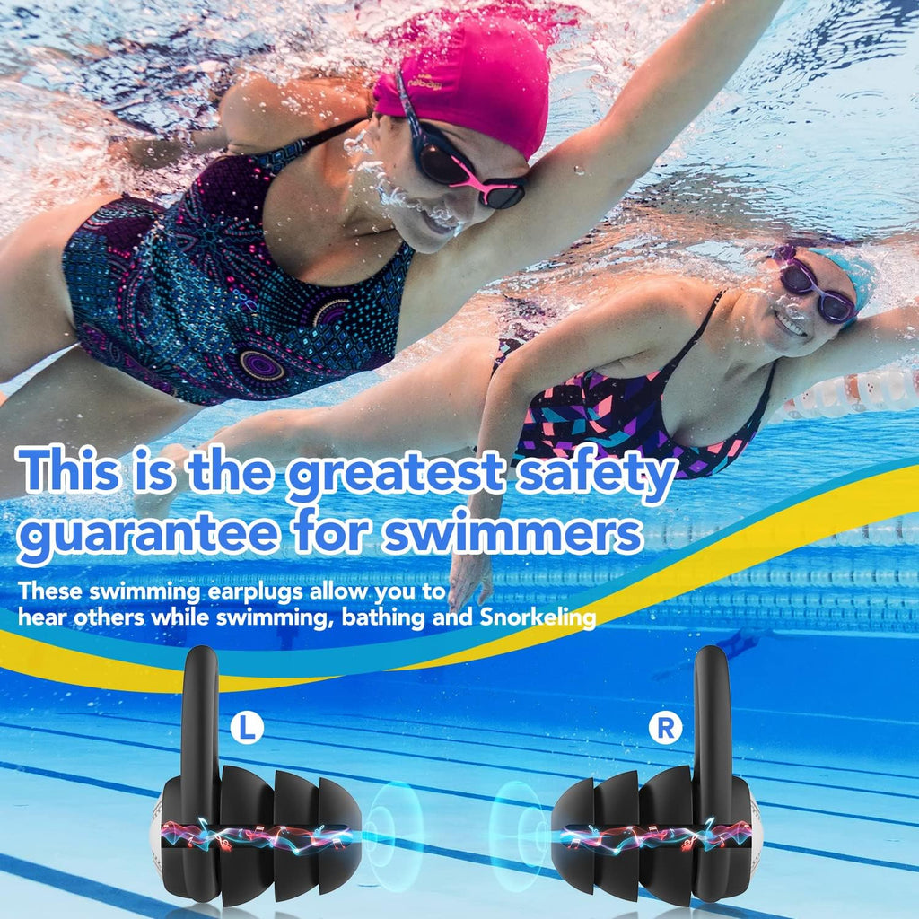 Swimming Ear Plugs Waterproof Earplugs - 3 Pairs Silicone Swim Ear Plugs for Adult Kids, Water Sports Earplugs for Showering, Bathing, Surfing - Keep Ear Water Out