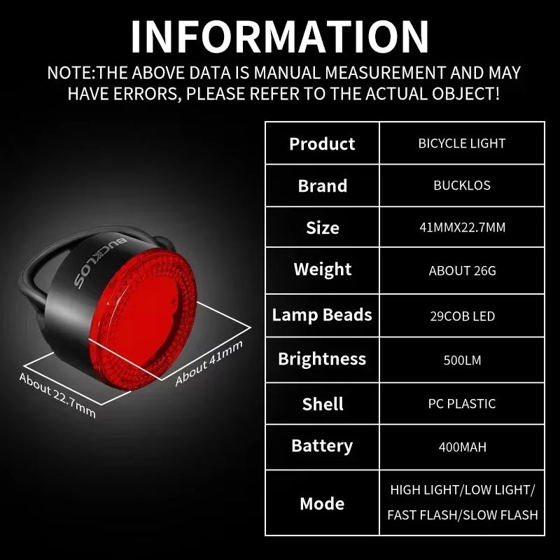 Bike Light COB Front Rear Bicycle Lights LED Rechargeable Mountain Road Bicycle Lamp MTB Tail Light Cycling Flashlight
