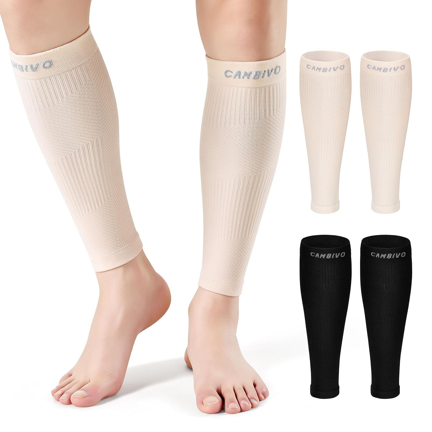 Calf Compression Sleeves for Women & Men - 12-18Mmhg Mild Compression Footless Leg Sleeves for Shin Splints Relief, Running, Travel, Workout & Daily Recovery - Breathable Calf Support