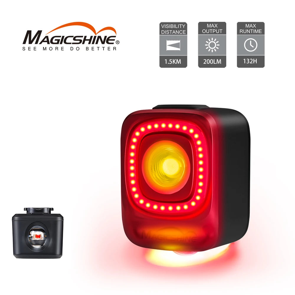 SEEMEE 200 Rechargeable Bike Tail Lights,360° Visibility Bicycle Lights, Smart Brake Sensor Rear Bike Lights for Road