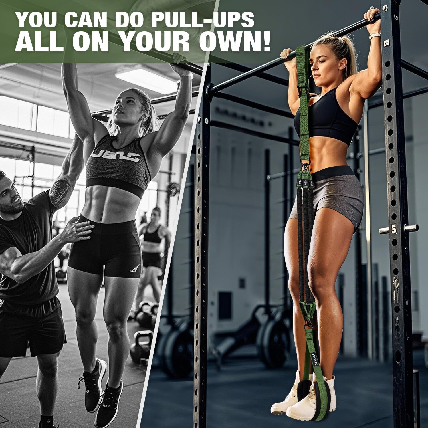 Pull up Assistance Bands, Pull up Bar Resistance Bands, Pull up Bands for Enhanced Strength Training, Muscle Training, 3 Heavy-Duty Adjustable Pull up Assist Strap & Comfortable Foot Strap