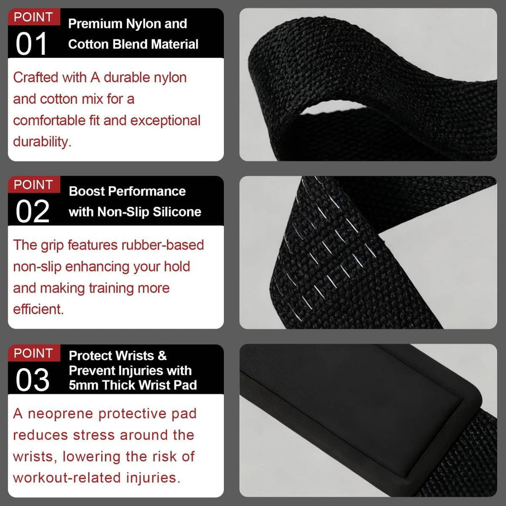 Gym Lifting Straps for Weightlifting & Deadlift - Non-Slip Silicone Grip, Padded Wrist Support for Bodybuilding, Workout & Strength Training, Unisex Design for Men & Women