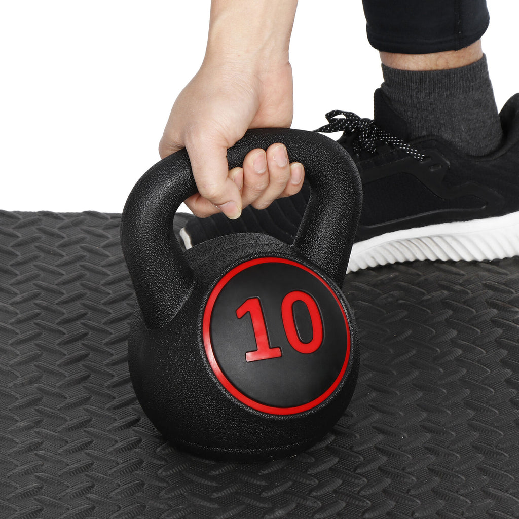 3-Piece Kettlebell Set with Storage Rack Exercise Fitness Weights Indoor Gym