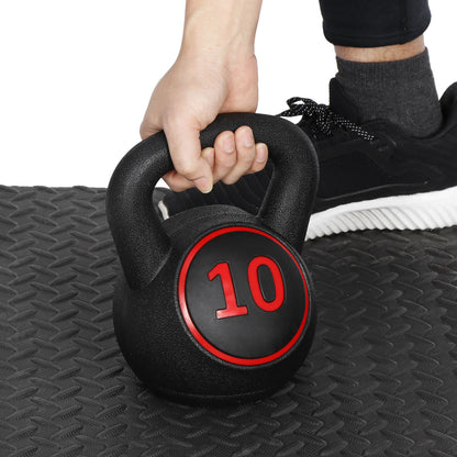 3-Piece Kettlebell Set with Storage Rack Exercise Fitness Weights Indoor Gym