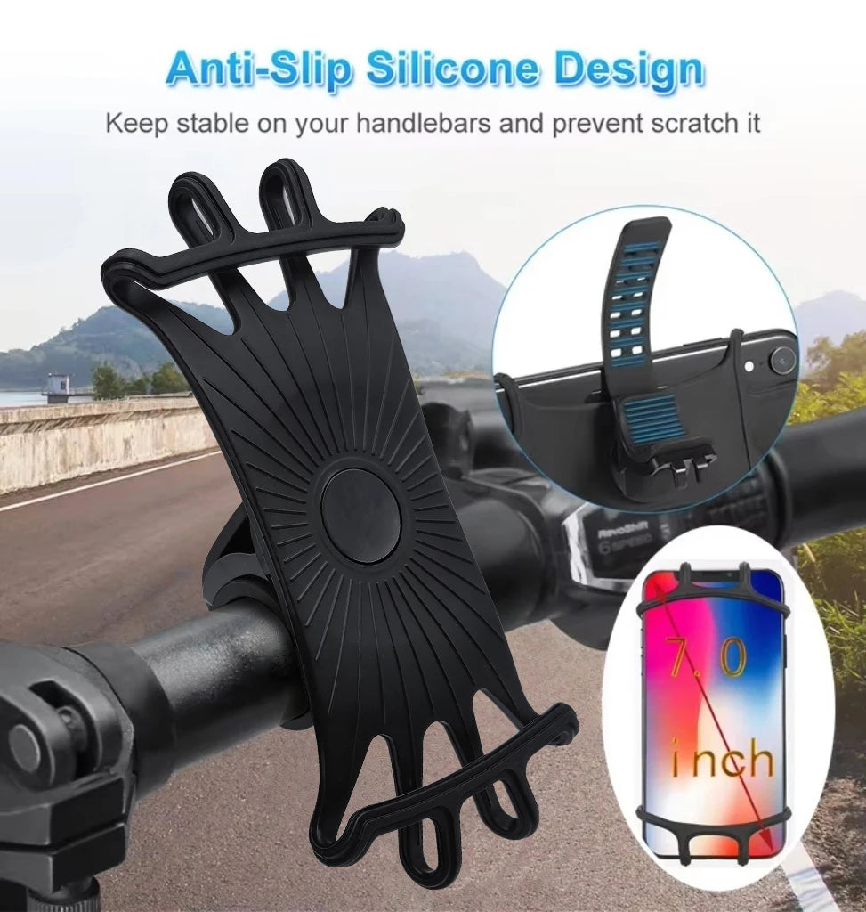Bicycle Bracket Universal Shockproof Elastic Silicone Base Phone Bracket Cycling Bike Mountain Bike Bike Phone Dvr Gps Bracket