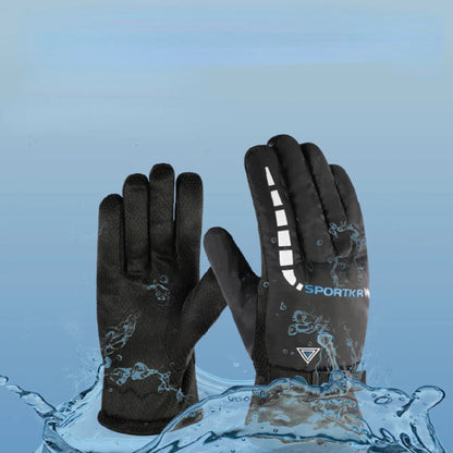 2PCS Men Waterproof Winter Cycling Gloves Windproof Outdoor Sport Cycling Gloves Riding Bicycle Riding Motorcycle Warm Gloves
