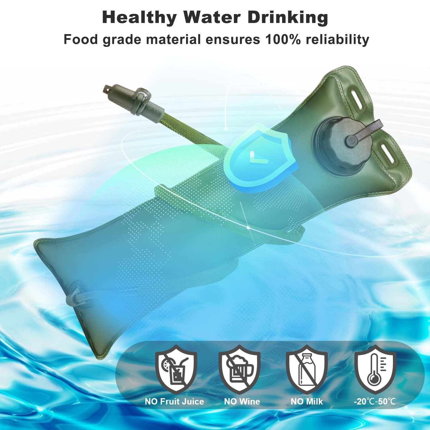 Cycling Hydration Bladder - 3L Leakproof Water Bag for Backpacks (BPA Free) USA