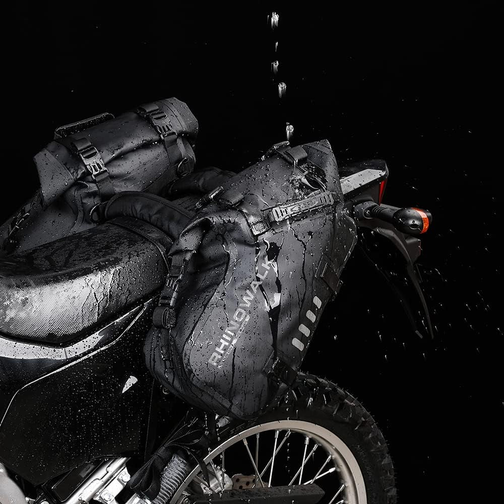 Motorcycle Saddle Bags Waterproof Anti-Vibration Motor Side Bags Shoulder Bag Motorbike Panniers 18L(9L*2) for Most Adventure and Sport Motorcycle Racks-1 Pair