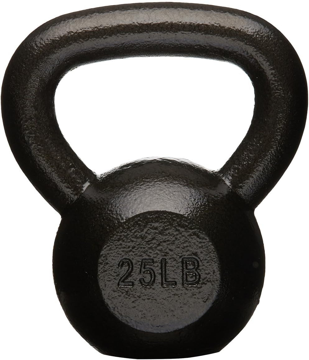 Cast Iron Kettlebell for Strength Training, Textured Wide Handle, Black