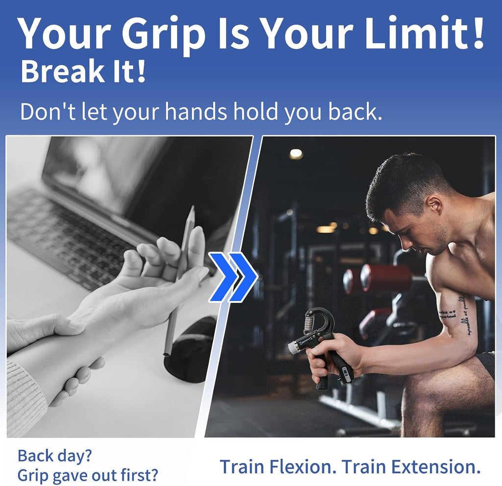11PCS Grip Strength Trainer Kit with Adjustable Counting Hand Grippers | Complete Hand Workout Set with 10–130LB Adjustable Grippers, Grip Rings, Finger Exercisers Stress Balls for Forearm Training