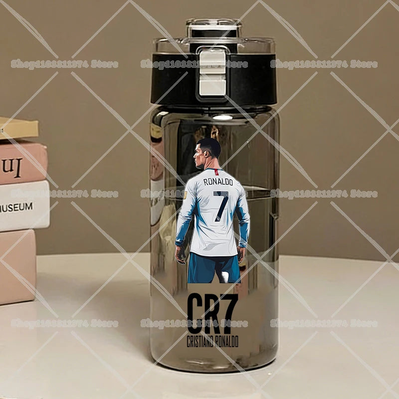 600ML CR7 Sports Water Bottles Cartoon Football Star Ronaldos Large Water Cups New Outdoor Transparent Drinking Bottle Kids Gift