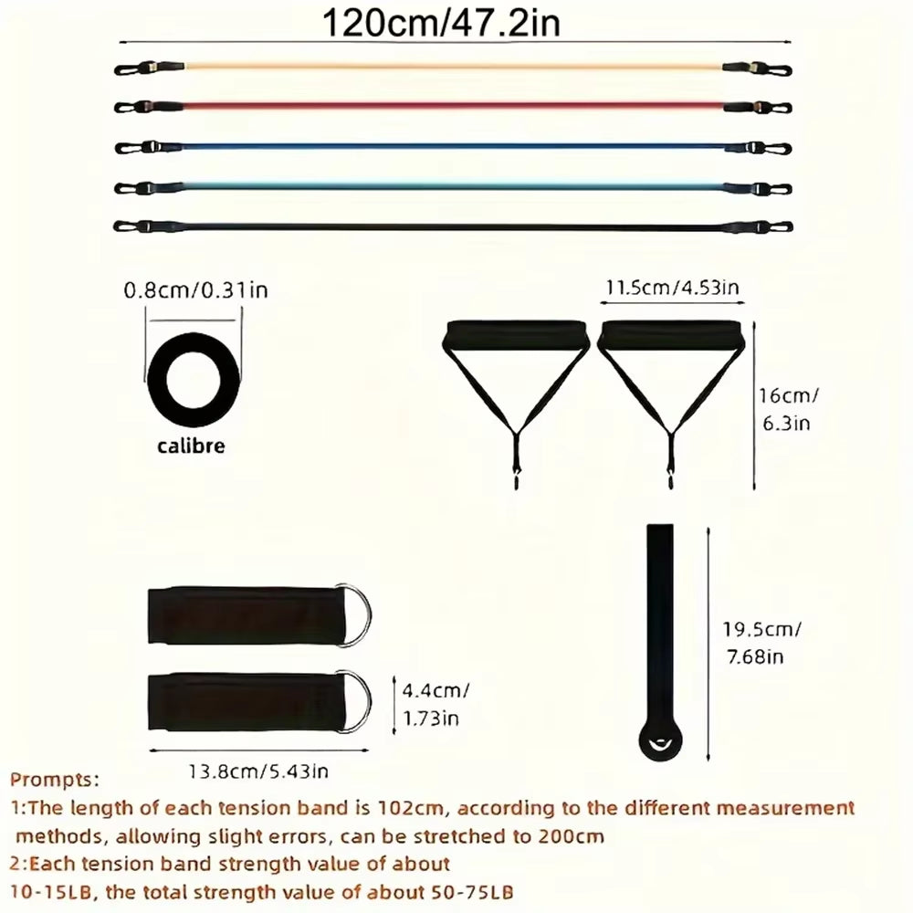 11Pcs/Set Pull Rope, Resistance Bands, Portable Fitness Equipment, Ankle Strap, Chest Expander, Elastic Exercise Band