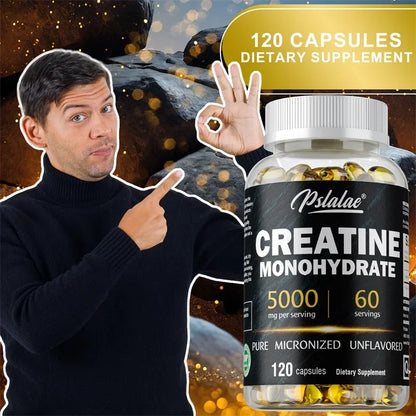 Creatine Monohydrate - Boost Muscle Strength, Promote Muscle Growth, Improve Athletic Performance, Vegetarian, Gluten-Free