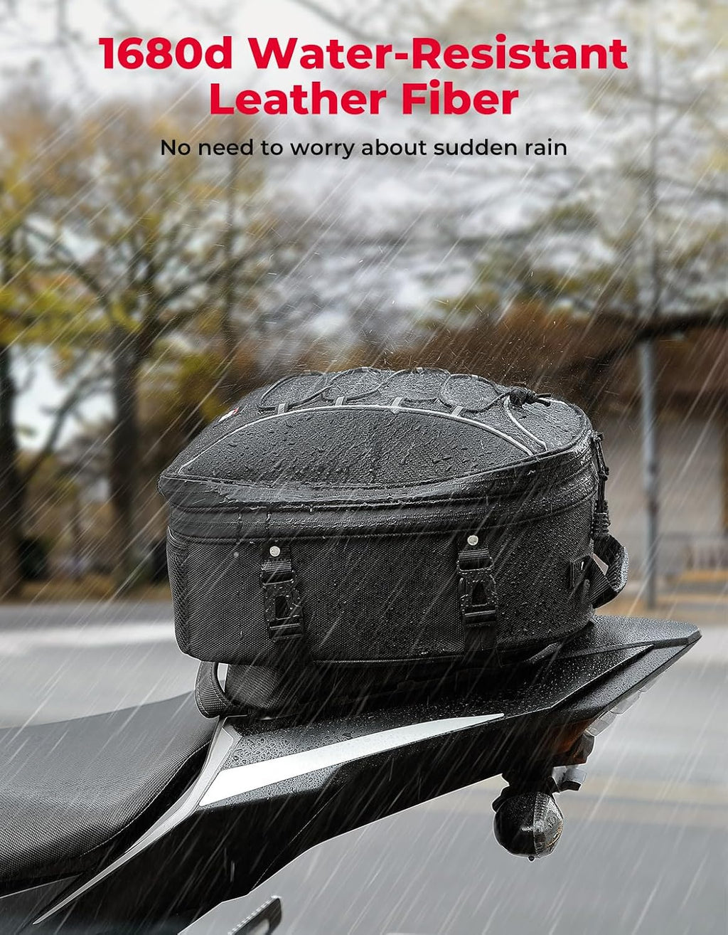 Motorcycle Tail Bag, Dual Use Motorcycle Rear Seat Bag with Waterproof Rain Cover, 22L-34L Expandable Motorbike Helmet Bag Luggage Storage Backpack with 6 Straps