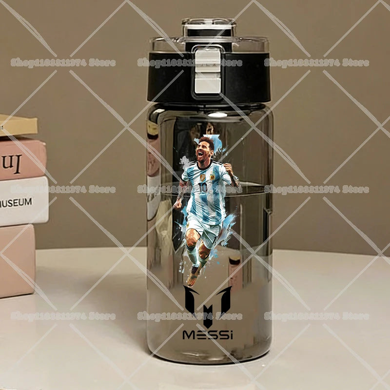 600ML CR7 Sports Water Bottles Cartoon Football Star Ronaldos Large Water Cups New Outdoor Transparent Drinking Bottle Kids Gift