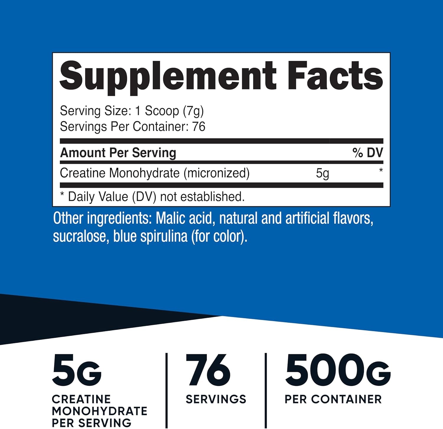 Creatine Monohydrate Powder (Blue Raspberry), 500 Grams (1.1 LBS)