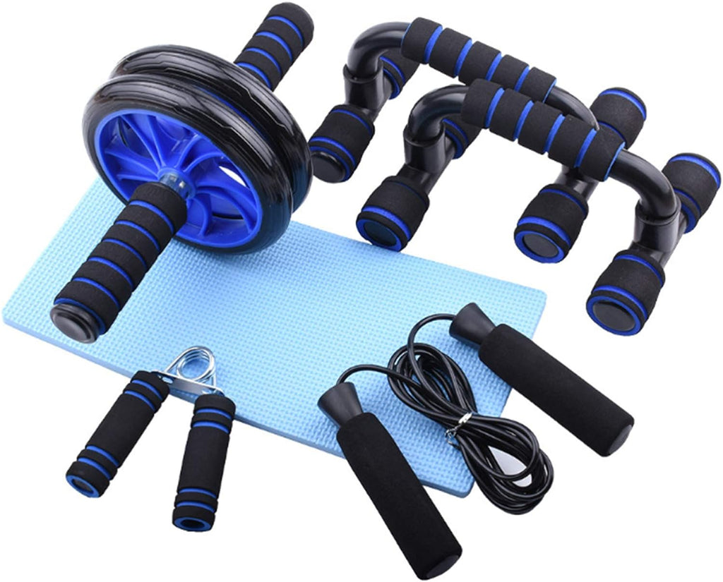 Ab Roller Kit, 5-In-1 with Knee Pads, Push-Up Bars & Jump Rope | Stainless Steel, Non-Slip TPR, Floor Safe, Home Gym Equipment Suitable for Physical Training